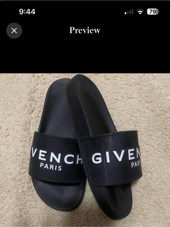Givenchy Shoes - Givenchy Black Slide Sandals with White Logo